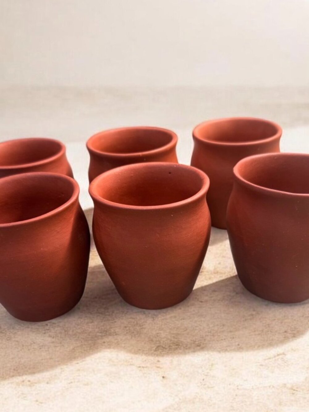 Set of 6 Terracotta Clay Cups from India